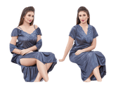 2pcs Bridal Silk full Long nighty for Wedding | Honeymoon Nightgown 2pc